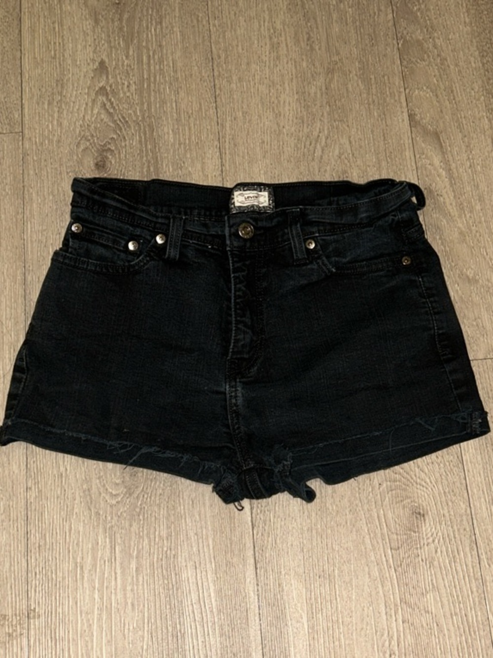Levi's Black Denim High-Waist Cutoff Shorts